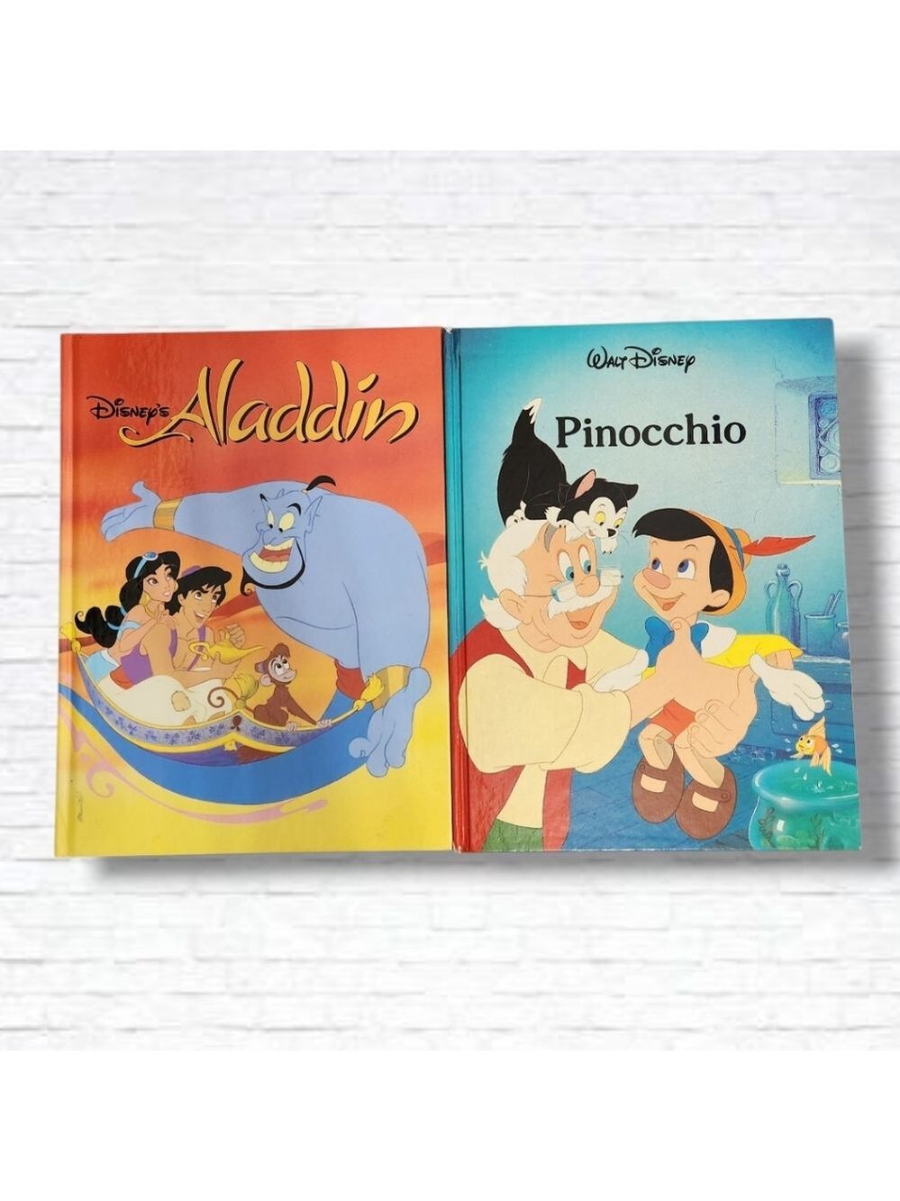 Vintage 80s/90s Disney Hardcover Aladdin & Pinocchio Books Bundle